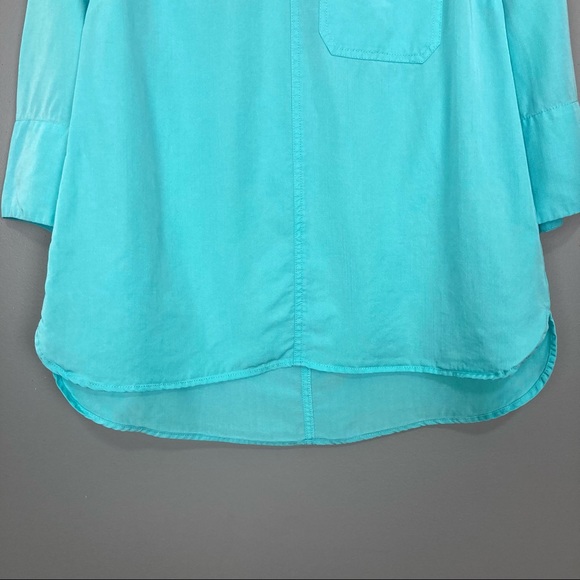 Soft Surroundings Georgica Tencel Top Women’s Size XS Boat Neck 3/4 Sleeves Aqua - Picture 4 of 9